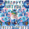 Geburtstagsballons Deko, Party Dekoration Ballons, Folienballon Geburtstag, Cartoon Cake Topper, Happy Birthday Banner, Tischdecke, Cartoon Party Luftballon für Geburtstagsfeier