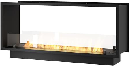 Camino Bioetanolo da Incasso - Caminetto Bifacciale Nero, In Acciaio 2 lati - 2SIDE SLIM (120 cm)