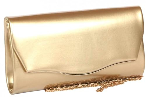 Nyls Création Pochette Femme Doree Vernis Mariage Minaudiere Gold Egla - Taille unique - Jaune