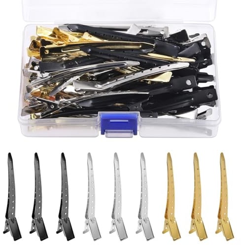 Glarks 45Pcs 3.5in Haarspangen für Styling Schnitt, 3-Farben Metall Ente Billed Haarspangen Ideal für Frauen langes Haar, Locken Haar, Haarfärbung, Salon, Bögen DIY