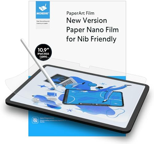 MOBDIK 2 Pack Paper Screen Protector Compatible with iPad 11th Generation 2025 / iPad 10th Generation 2022, Crafted for Natural Writing, Compatible with Apple Pencil, with Easy Installation Kit