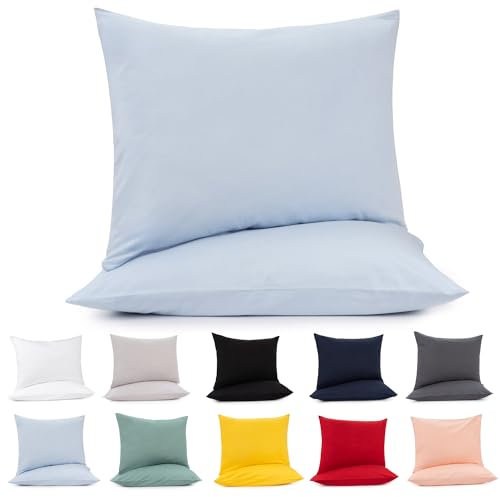 Lotusein Kissenbezug 50x70 cm (2er Set) - Blau - 100% Jersey Baumwolle 175 g/qm Kissenbezüge - Kissenhülle für Kissen mit Reißverschluss - Oeko-Tex Zertifiziert