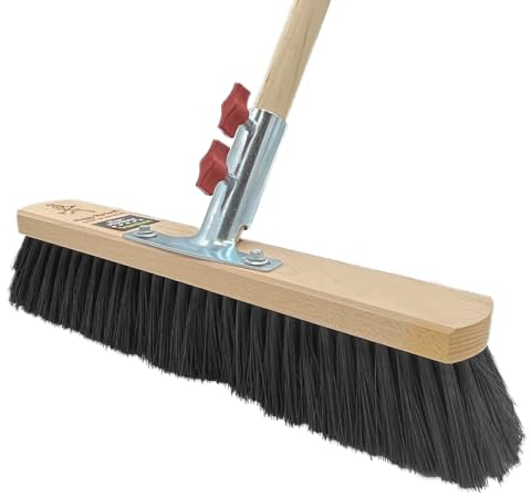 Peggy Perfect Straßenbesen, Saalbesen 40cm mit 1,50m langem, Ø2,8cm Holzstiel. Premium Haarmischung -mittelhart. Patentiertes Stielhaltesystem „Schraubfix Plus“.