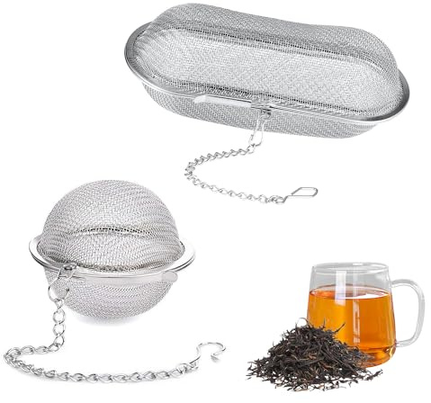 2 Stück Teefilter, Gewürzsieb, aus Edelstahl, wiederverwendbar, Gewürzsieb, Gewürzsieb, für die Zubereitung von Tee zu Hause, für die Gastronomie und die Küche