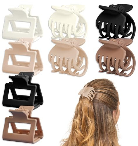 8 Stück Haarspangen mit doppelreihigen Zähnen, 4,1 cm, Matte Haarspangen, Rutschfeste Haarklammern, Haarschmuck für Damen und Mädchen