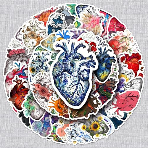 Heart Aufkleber Herz Sticker Set 50 Stücke Niedlich Deko für Auto Laptop Skateboard Fahrrad Moped Motorrad Fahrrad Computer,Geeignet für Erwachsene Kinder