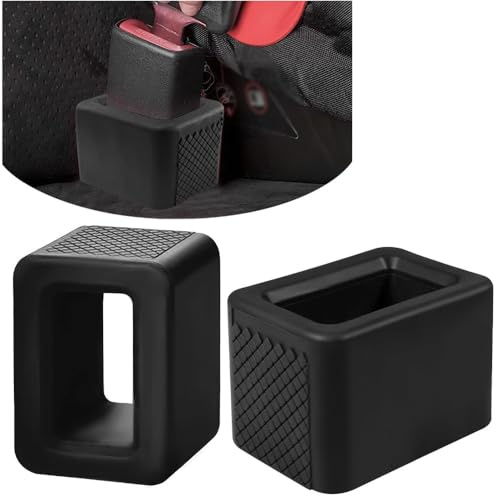 Ygapuzi 2PCS Sicherheitsgurt Schnalle Halter, Silikon Auto hinten Sicherheitsgurt Schnalle Booster, Einfacher Zugang Seat Belt Buckle Safety Cover für Kinder, Auto-Sicherheitsgurthalter (Schwarz)