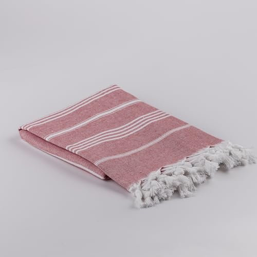 LUCIDUS 100x180 cm Strandtuch Hamamtuch Saunatuch Badetuch Picknickdecke Saunahandtuch Strandhandtuch 100% Baumwolle, Damen&Herren Extra Leicht (Ephesus Rot)