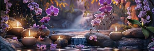 Diamond Painting Orchidee Diamond Painting Set Kerze Diamond Painting Zubehör Full, 5D Diamant Kunst Malerei DIY Set Erwachsene Basteln Mosaikherstellung, Wohnzimmer Deko Schlafzimmer, 40x120cm-Y159