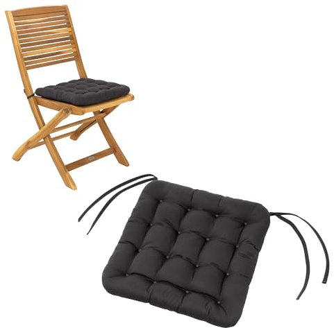 HAVE A SEAT Living - Sitzkissen Outdoor 40x40 (2 St.) - Bequeme Gartenstuhlauflagen - Wetterfest, Waschbar bis 95°C, Orthopädisch - Made in Germany (2er Set - 40x40 cm, Grau/Anthrazit)