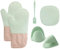 Roysmart Ofenhandschuhe Hitzebestaendig (6er Set), Topflappen Silikon Anti- Rutsch Topfhandschuhe Kochhandschuhe, Küchen Zubehör Backofen Handschuhe with Untersetzer Topf & Klebehaken & Bürste