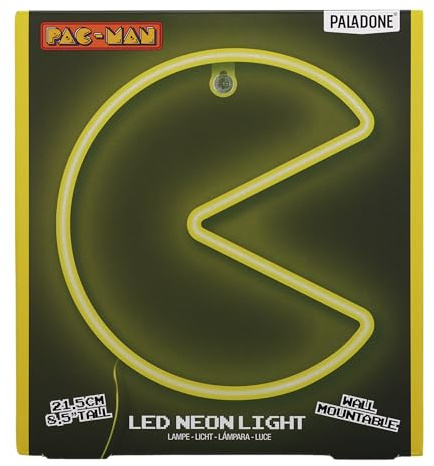 Pac-Man Neon Wall Light - Retro Arcade LED Wall Decor for Bedroom, Bar & Game Room - Paladone