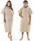 CalmyBEACH Frottee Badeponcho Damen Herren - Surf Poncho 100% Baumwolle Strandponcho mit Reißverschlussfach Kapuze Umziehhilfe Strand Bademantel (L-XL, Beige)