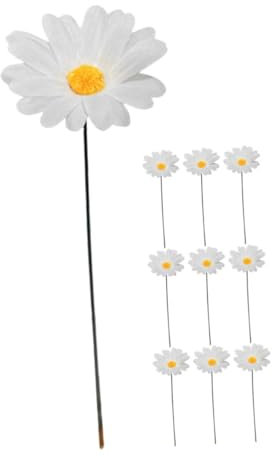 MOBUTOFU Gänseblümchen Gartendekoration aus Stoff 10 Stück Weiß Gartenstecker Praktische und Tragbare für Draußen im Garten der Terrasse
