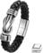 JewelryWe Unendlichkeitszeichen Infinity Lederarmband Herren: Gothic Unendlichkeit Zeichen Schwarz geflochten Verstellbar Leder Armband Maschette Armreif mit Edelstahl Magnetverschluss Hip Hop Punk