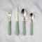 New Durable Stainless Steel Dinnerware Seafoam 16 Piece Cutlery Set with Knives, Forks, Spoons and Teaspoons Modern Tableware Home Dining Essentials - M24