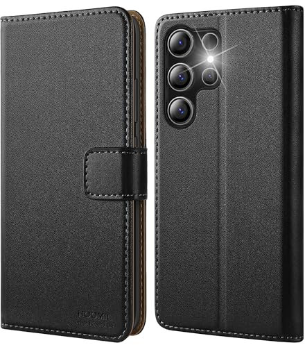 HOOMIL MagFlip Hülle für Samsung Galaxy S25 Ultra, [Erstklassige Handwerk] Handyhülle Premium Leder Tasche Klappbar Case Schutzhülle - Schwarz