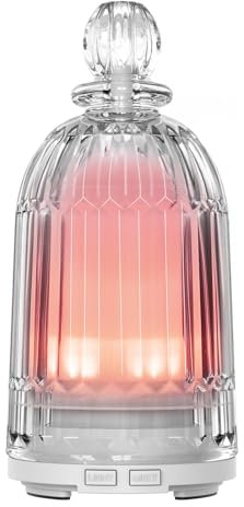 DOUDING Glass Essential Oil Diffuser, 120ML Cool Mist Humidifier Ultrasonic Aromatherapy Diffuser with 7 LED Color Changing Light, Auto Shut-Off Safety for Home Office Spa(White Base)