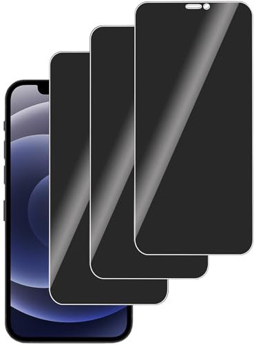 LERINNA 3 Stück für Panzerglas Privatbildschirm für iPhone 12/12 Pro (6.1), Anti-Spy,9H Härte temperglas, Anti-Kratzen, Sichtschutz Schutzfolie für iPhone 12/12 Pro (6.1)