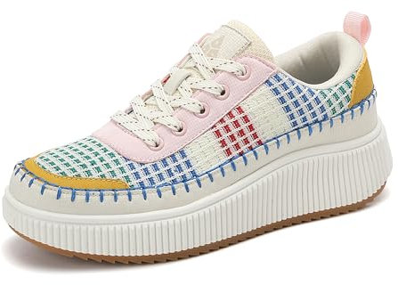 ZPAWDH Femme Baskets Chaussures de Running Outdoor Fitness Platform Route Sneakers Rose Jaune 39EU