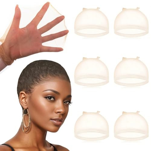 PYEUIFT 6 Stück Perücke Kappen Haarnetz Perücke Set Unterziehhaube Wig Caps Nylon Perückennetz Dehnbare Elastische Atmungsaktive Nackt Haarnetz