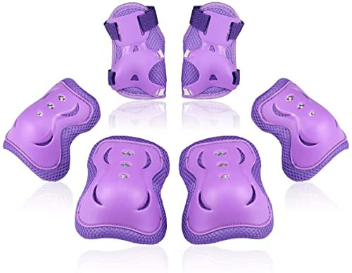 BOSONER Rodilleras para niños, protectores en línea, rodilleras y coderas, patines en línea, rodilleras y coderas, patines (violeta, talla M, 9-15 años))