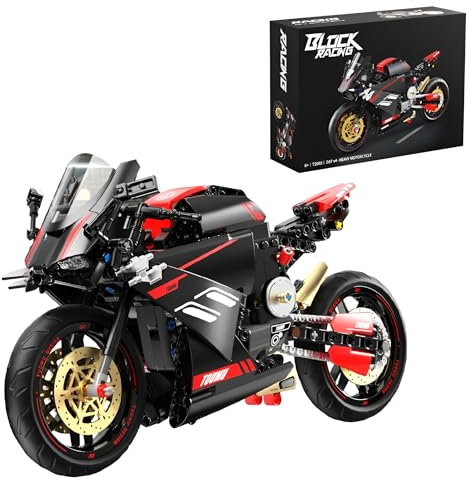 Technik Motorrad Bausteine für Ducati, 426 Klemmbausteine Technik Rennen Superbike Modellbausatz, Supermotorrad Spielzeug Geschenk für Kinder Erwachsene Kompatibel mit Großen Marken (T2003)