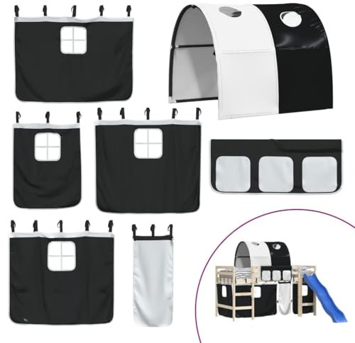 Kangmusi Vorhänge für Hochbett mit Tunnel und Schwarz Polyester, Schwarz 835916