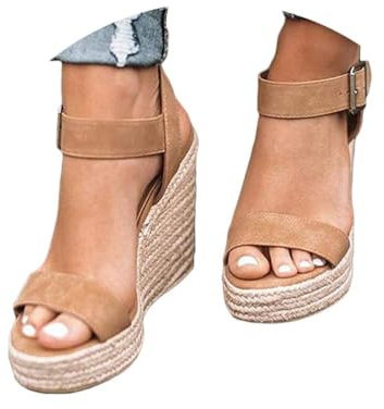 riou Sandales compensées pour femme avec semelle plate antidérapante et boucle pour femme