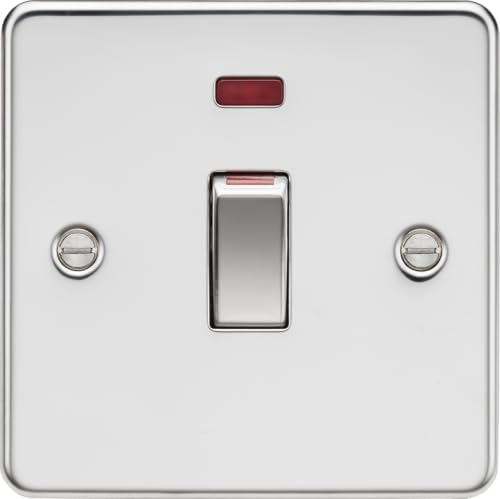 Knightsbridge 45A DP Switch with Neon (1G size) - Polished Chrome