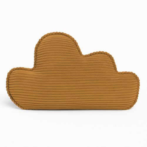chilly pilley® Dekorative Kissen aus Cord – Mond, Herz & Wolke – Weiche Cordstoff Kuschelkissen für Kinderzimmer, Sofa & Bett – Zierkissen (Honig, Wolke)
