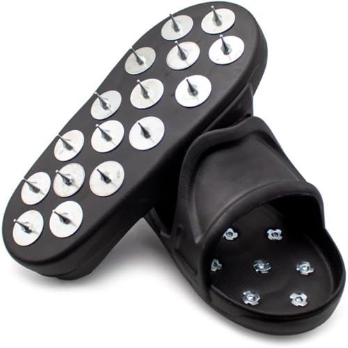 1 Pair Flexible Spiked Shoes for Epoxy Floor Coating Epoxy Paint Self-Leveling Cement EVA Soft Material Black