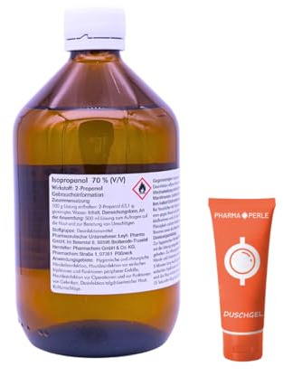 Isopropanol 70% 1x 500 ml I Lösung zur Hautpflege & Handreinigung I Für Kühlumschläge I Für Praxis, Haushalt & unterwegs I Rückstandsfrei & schnell trocknend I Spar-Set plus Pharma Perle give-away