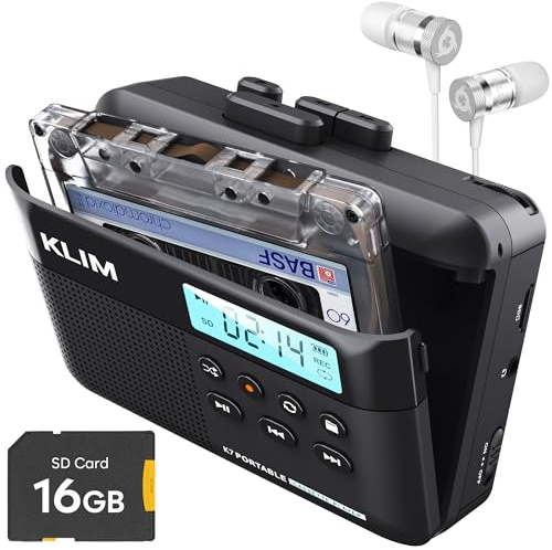 K7 Cassette Player With Fusion Convertitore MP3, Lettore Audio Portatile | Microfono e Altoparlante Incorporati, Batteria Ricaricabile, Scheda Sd da 16 GB, Portalo Ovunque - Nero