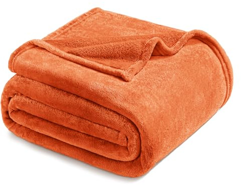 Exclusivo Mezcla Kuscheldecke Fleecedecke 220 x 240 cm Decke Tagesdecke | für Bett und Couch, Superweich, Warm, Wohndecke, Bettüberwurf, Ganzjahreszeit, Plüsch, Leicht, Orange