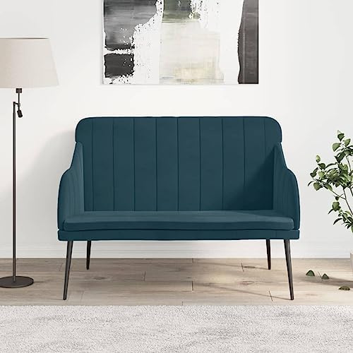 Generisch Sitzbank Blau 110x76x80 cm Samt,Möbel,Sitzbänke,351473