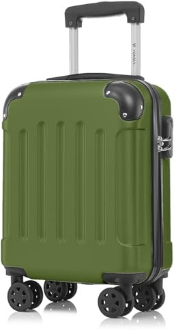 YONSLY Kabinenkoffer mit abnehmbaren Rädern, S Koffer Suitcase Olive, Trolley Reisekoffer, Rollkoffer Handgepäck mit 4 Rollen 360°, Hartschalenreisekoffer, Zahlenschloss, Gummigriff