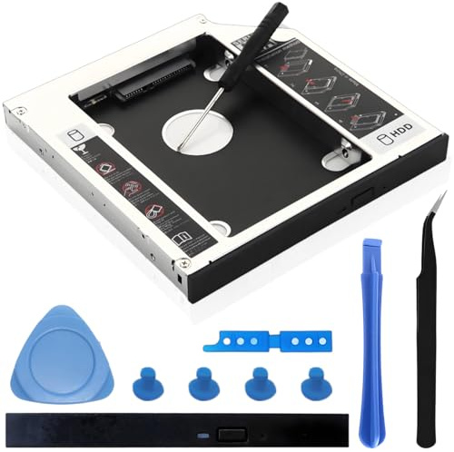 ZHUROUPU Bandeja óptica para Disco Duro SSD SATA de 2,5 Pulgadas para MacBook Pro de 13/15/17 Pulgadas A1278 A1286 A1297, Adaptador para Bandeja de DVD SSD HDD SATA II III de 6 Gbps y 9,5 mm