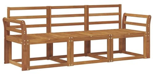 vidaXL Outdoor-Sofagarnitur 3 pcs Natur Massivholz Akazie, Garten, modernes Design, langlebiges Sectional-Sofa, Gartenmöbel-Set für Terrasse, Loungemöbel für draußen, Bequeme Sitzgelegenheiten