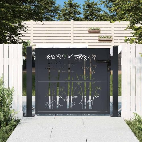 IKAYAA Garden Gate Patio gate Metal Garden Gates Outdoor Fence Gate Galvanised Swing Gates Suit Garden Patio secure entry point/outdoor/garden/patio/fence-Anthracite-100 x 100 cm