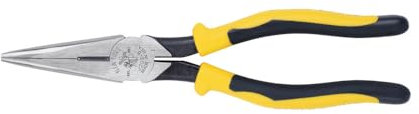 Klein Tools J203-8 8-Inch Needle Nose Pliers, Heavy Duty Cutting, Extended Handles, High Leverage, Induction Hardened with Hot-Riveted Joint