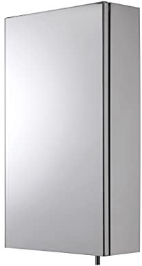 Croydex Anton Bathroom Mirror Cabinet, Polished Stainless Steel Bathroom Wall Cabinet, Adjustable Glass Shelf, Chrome Plated Handles, Supplied Fully Assembled with all Fixings Included, 55x30x12cm