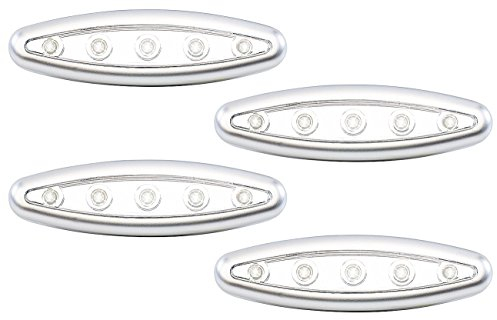 Lunartec Lampen zum Kleben: Stick-&-Push-Light Silver Giant 4er-Set (Lampen zum Kleben mit Batterie, Mini LED Leuchten, Leselampe Bett)