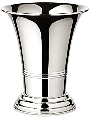 EDZARD Vase Tromba, Höhe 15 cm, Durchmesser Oben 14 cm, schwerversilbert - Moderne Tulpenvase, Blumenvase Silber als Tischdeko