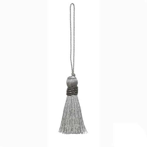 Jones Interiors Milly key tassel with bead trim (Silver)