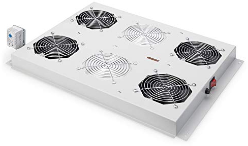 DIGITUS Dachlüftereinheit für Serverschrank der DIGITUS Unique Serie - 4x Lüfter - Thermostat - Grau