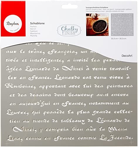 RAYHER HOBBY 38908000 Schablone Französische Schrift, 30,5 x 30,5 cm, Polyester, SB-Btl 1 Stück