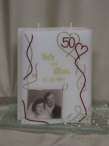 Kerze zur goldenen Hochzeit Hochzeitskerze inkl. Namen, Datum und Foto, J 13