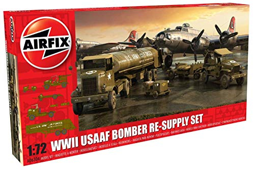 Airfix Model Set - A06304 WWII USAAF 8th Bomber Resupply Set Model Building Kit - Plastic Model Diorama Kits for Adults & Children 8+, Set Includes Sprues & Decals - 1:72 Scale Model