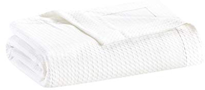 Madison Park Sommerdecke aus 100% ägyptischer Baumwolle, weich, atmungsaktiv, Waffelstrick, klassisches Design, ganzjährige, leichte Decke für Bett, Couch und Sofa, Weiß, Kingsize (274 x 229 cm)
